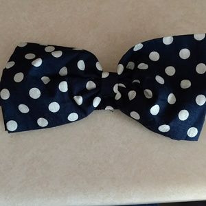 Navy with white polkadot bow headband